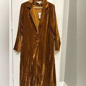 Easel Velvet Duster Jacket Women’s Medium • Boho Boutique Crushed Velvet Brown